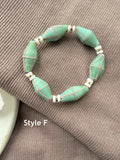 Stackable Green & White Gemstone Stretch Bracelets