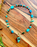 The Ryder Necklace - Dyed Turquoise Front Clasp Necklace